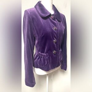 Charles Gray London Eggplant Purple  Crushed Velvet Jacket Lined 
Size Small